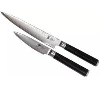 KAI Shun Classic Juego de cuchillos de chef japonés 2 piezas - Cuchillo multiusos con hoja de 15 cm + Cuchillo de oficina con hoja de 9 cm - Cuchillo de Damasco de 32 capas con núcleo VG MAX - 61 HRC