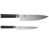 KAI Shun Classic Juego de cuchillos de chef japonés 2 piezas - Cuchillo de chef con hoja de 20 cm + Cuchillo multiusos con hoja de 15 cm - Cuchillo de Damasco de 32 capas con núcleo VG MAX - 61 HRC