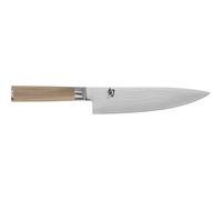 KAI Shun Classic White cuchillo de cocina japonés 20 cm de longitud de hoja - Cuchillo de Damasco 32 capas núcleo VG MAX - 61 (±1) HRC - Mango de madera Pakka - Hecho en Japón - Cuchillo de cocina