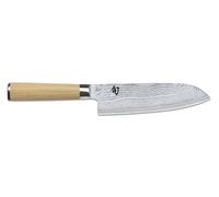 KAI Shun Classic White Santoku 18 cm longitud de la hoja - Cuchillo de Damasco 32 capas núcleo VG MAX - 61 (±1) HRC - Mango de madera Pakka - Hecho en Japón - cuchillo de cocina japonés forjado