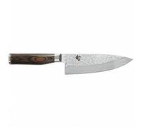 KAI Shun Premier Tim Mälzer cuchillo de cocina japonés 15 cm de longitud de hoja - Núcleo VG-MAX 61 HRC, 32 capas de Damasco pulido - Madera de Pakka veteada de color marrón medio