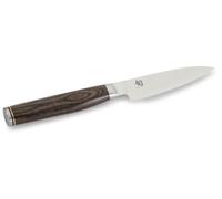 KAI Shun Premier Tim Mälzer Cuchillo de oficina japonés con hoja de 10 cm - Núcleo VG-MAX 61 (±1) HRC, 32 capas de Damasco pulido - Mango de madera de Pakka color marrón medio -Hecho en Japón