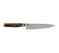 KAI Shun Premier Tim Mälzer Cuchillo japonés multiusos con hoja de 16,5 cm - Núcleo VG-MAX 61 HRC, 32 capas de Damasco pulido - Mango de madera de Pakka color marrón medio - Superficie martillada