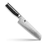 KAI Shun Premier Tim Mälzer Minamo Santoku 20,0 cm longitud de la hoja - Núcleo de acero VG-MAX con 32 capas de acero de Damasco, 61 (±1) HRC - Madera de Pakka - Hecho a mano - Hecho en Japón