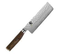 KAI Shun Premier Tim Mälzer Nakiri 14 cm longitud de la hoja - Núcleo VG-MAX 61 (±1) HRC, 32 capas de Damasco pulido - Madera de Pakka veteada de color marrón medio - Superficie martillada
