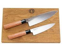 Kai Shun Seki Magoroku Redwood Juego de cuchillos | cuchillo de chef grande y pequeño | + tabla de cortar grande de roble macizo, 34x21 cm | VK: 206,90 €