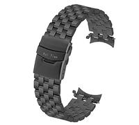 Kai Tian 5 líneas de acero inoxidable para reloj de pulsera, extremos curvados, 20mm, 22mm, para hombres y mujeres, hebilla doble, color negro y plateado