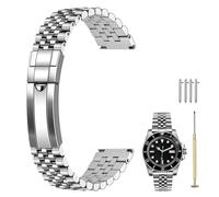 Kai Tian Correa de reloj de acero inoxidable clásica de 20 mm y 22 mm, pulida, medio cepillado, ajuste atornillado en dos tonos, metal premium, correa de plata, 20mm, Gema, No es una piedra preciosa