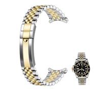 Kai Tian Correa de reloj de acero inoxidable clásica de 20 mm y 22 mm, pulida, medio cepillado, ajuste atornillado en dos tonos, metal premium, correa de plata, 22mm, Sin gemas