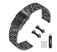 Kai Tian Correa de reloj de acero inoxidable de 20 mm, 22 mm, redonda, resistente, de metal, plata, oro, para hombres y mujeres, extremos curvados y rectos, 20mm, Sin gemas