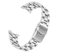 Kai Tian Correa de reloj de acero inoxidable de calidad sólida con extremos curvados de media luna cónicos 3D de 20 mm y 22 mm de metal negro plateado para hombres (22 mm, 3 plateadas planas)