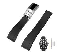 Kai Tian Correa de reloj de caucho de 20 mm y 22 mm con cierre desplegable, correa de silicona fluorada para Rolex Seiko pulseras hombres y mujeres, 20mm, Silicona, No es una piedra preciosa