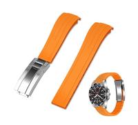 Kai Tian Correa de reloj de goma de 18 mm, 20 mm, 22 mm, extremo curvado, correa de silicona ahusada, correa de goma curvada de repuesto con hebilla de buceo clásica para hombres y mujeres, 21mm