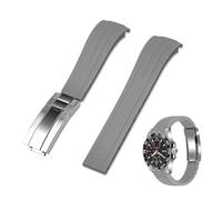 Kai Tian Correa de reloj de goma de 18 mm, 20 mm, 22 mm, extremo curvado, correa de silicona de repuesto curvada, con hebilla de buceo clásica para hombres y mujeres, 18mm, Acero inoxidable, Sin gemas
