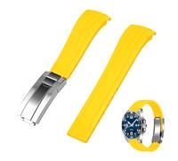 Kai Tian Correa de reloj de goma de 18 mm, 20 mm, 22 mm, extremo curvado, correa de silicona de repuesto curvada, con hebilla de buceo clásica para hombres y mujeres, 18mm, Acero inoxidable, Sin gemas