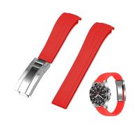 Kai Tian Correa de reloj de goma de 18 mm, 20 mm, 22 mm, extremo curvado, correa de silicona de repuesto curvada, con hebilla de buceo clásica para hombres y mujeres, 21mm, Silicona