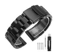 Kai Tian Correa de reloj de metal con doble cierre sólido y acabado pulido cepillado para hombres y mujeres de 20, 21, 22, 24, 26, 18 mm, negro, plateado, gris, dorado y azul, 26mm