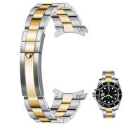 Kai Tian Correa de reloj de metal de alta calidad con doble hebilla de 20 mm y 22 mm, con ajuste de tornillo, dos tonos, pulido medio, cepillado, color plateado exterior, Plata dorado-curved end,