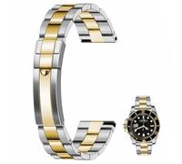 Kai Tian Correa de reloj de metal de alta calidad con doble hebilla de 20 mm y 22 mm, con ajuste de tornillo, dos tonos, pulido medio, cepillado, color plateado exterior, Plata dorada, extremo recto,