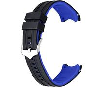 Kai Tian Correa de reloj de silicona de dos tonos negra y azul de 18mm con extremos curvos