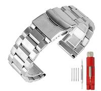 Kai Tian Correa de reloj pulida de acero inoxidable de 20mm con correa de reloj pulida con cierre desplegable Hebillas dobles Bandas para reloj de hombre Plata