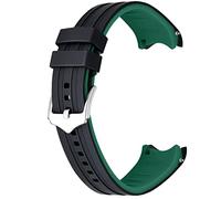 Kai Tian Correa de reloj universal de silicona de 20 mm con extremo curvado de dos colores negro verde goma de liberación rápida para hombres y mujeres