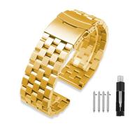 Kai Tian Correa de repuesto para reloj de pulsera, de acero inoxidable, mate, 5 filas, con doble cierre, para hombre y mujer, 18 mm, 20 mm, 22 mm, 24 mm, negro, plateado y azul, 22mm