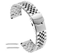 Kai Tian Correa Reloj Metal Pulido Cepillado 20mm Tridimensional Pulsera Acero Inoxidable Correa Muñeca Repuesto Mujeres Hombres Doblar Hebilla Plata