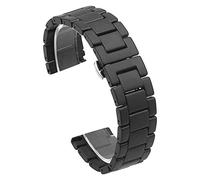 Kai Tian Elite - Pulsera de cerámica para reloj de pulsera (20mm, 22mm, acero inoxidable, cierre de mariposa), color negro mate, 22mm, Correa de reloj de metal,