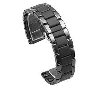 Kai Tian Elite - Pulsera de cerámica para reloj de pulsera (20mm, 22mm, acero inoxidable, cierre de mariposa), color negro mate, 20mm, Correa de reloj de metal,