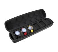 Kai Tian Estuche rígido de viaje para reloj de hombre con 6 ranuras, funda portátil EVA con cremallera, organizador de caja con almohada de espuma suave comprimible