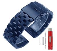 Kai Tian Matte 5 Filas Correa reloj de acero inoxidable azul 20mm Doble cerradura Banda de repuesto de metal para hombres Mujeres