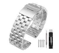 Kai Tian Premium 26mm Watch Band Plata cepillada 5 Filas Correa de reloj de acero inoxidable con doble cerradura, Reemplazo de pulsera de metal para hombre Mujer