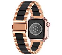 Kai Tian Pulsera de cerámica compatible para Apple Watch 38 mm 40 mm iWatch Series 7 6 SE 5 4 3 2 1 Sport correa de reloj acero inoxidable mujer hombre oro rosa negro