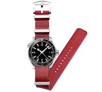 Kai Tian pulsera de cuero de una sola pierna 22mm pulsera de pulsera suave reloj de pulsera de acero inoxidable hebilla de anillo para hombres y mujeres Rojo
