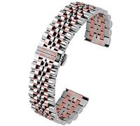 Kai Tian Pulsera flexible pulida 7 líneas 22mm Banda de reloj de acero inoxidable Pulsera de reloj de metal de liberación rápida Plata Oro rosa