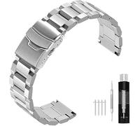 Kai Tian Solid Double Locks Correa de reloj de acero inoxidable, acabado cepillado, correa de repuesto de metal para hombre y mujer, 18 mm, 20 mm, 22 mm, 24 mm, negro y plateado, 26mm, Acero