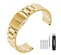 Kai Tian Solid Double Locks Correa de reloj de acero inoxidable, acabado cepillado, correa de repuesto de metal para hombre y mujer, 18 mm, 20 mm, 22 mm, 24 mm, negro y plateado, 18mm, Acero