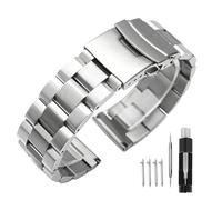 Kai Tian Solid Double Locks Correa de reloj de acero inoxidable, acabado cepillado, correa de repuesto de metal para hombre y mujer, 18 mm, 21 mm, 20 mm, 22 mm, 24 mm, 26 mm, negro, plata, azul, gris