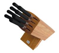KAI Wasabi Black Bloque de cuchillos de roble equipado con 8 cuchillos, desmontable para limpieza - Dimensiones 31 x 18 x 34 cm - Juego completo de cuchillos de cocina