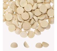 KAIAIWLUO Bolas de Madera Divididas, 200 Piezas 15 mm Medias Bolas Sin Terminar, Mini Cuentas Mitad Cabujones para Proyectos de Manualidades