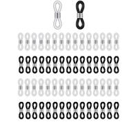 KAIAIWLUO Conectores Extremos de Cadena de Gafas,30 piezas de silicona negra Extremos de Cadena de Gafas + 30 piezas de goma blanca Retenedor Conectores Extremos Antideslizantes de Silicona