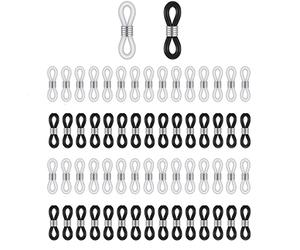 KAIAIWLUO Conectores Extremos de Cadena de Gafas,30 piezas de silicona negra Extremos de Cadena de Gafas + 30 piezas de goma blanca Retenedor Conectores Extremos Antideslizantes de Silicona