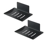 KAIAIWLUO Jabonera de Pared,2 PCS Jabonera de Baño Soporte de Esponja de Acero Inoxidable Jabón Estantería almacenamiento para Jabón Ducha Baño Cocina Negro