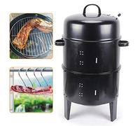 Kaichenyt Barbacoa de carbón vegetal 3 en 1, horno de ahumar con termómetro, barbacoa para exteriores, cocina apta para fiestas, pícnic, camping, etc