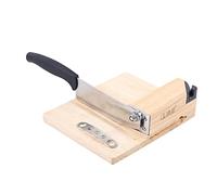 Kaichenyt Cortador de Palanca y Guillotina de Acero Inoxidable Con Base de Madera - Para Salchichas, Hoja Extraíble de 15,8 cm