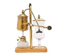 Kaichenyt Equilibrio Sifón Cafetera de Sifón, Juego de Cafetera de Sifón de Lujo, Cafetera Retro al Vacío, Base de Madera Natural y Pomo de Tapa Dorado, Cafetera y Té para Hogar