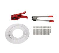 Kaichenyt Juego de flejado, flejador manual con tensor Max Fuerza de sujeción 1000N Herramienta de embalaje para flejes de 12-16 mm