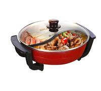 Kaichenyt Olla Eléctrica de 6 L, Acero Inoxidable, 30 cm, Dividida Con Manta, Para Hogar, Fiesta, Reunión Familiar - Rojo