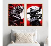 KAIDAARTLH Japonés Samurai Imágenes en lienzo, japonés Bushido Poster Set, para la sala de estar Dormitorio Decor, sin marco(B,2x40x60cm)